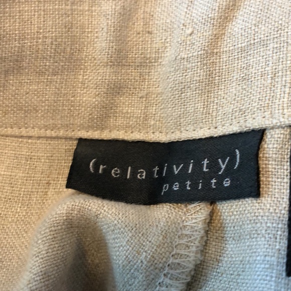 Relativity wide leg linen pants with embroidery at hemline sz Mp - Picture 7 of 8